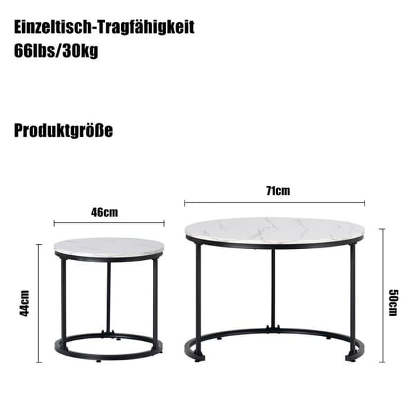 Rund Sofabord - ARHATREYA - Sæt af 2 - MDF - Moderne Design - Trælook
