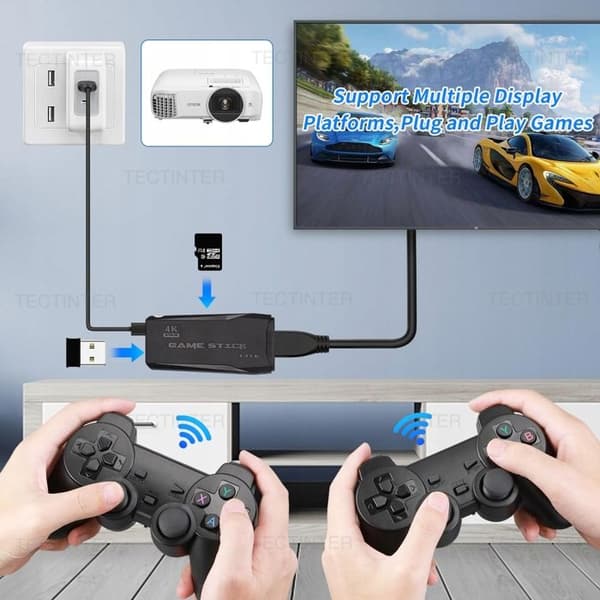 Videospilkonsol - ORIGINAL - M8 - 128 GB - 20.000 retrospil - Dobbelt trådløs controller