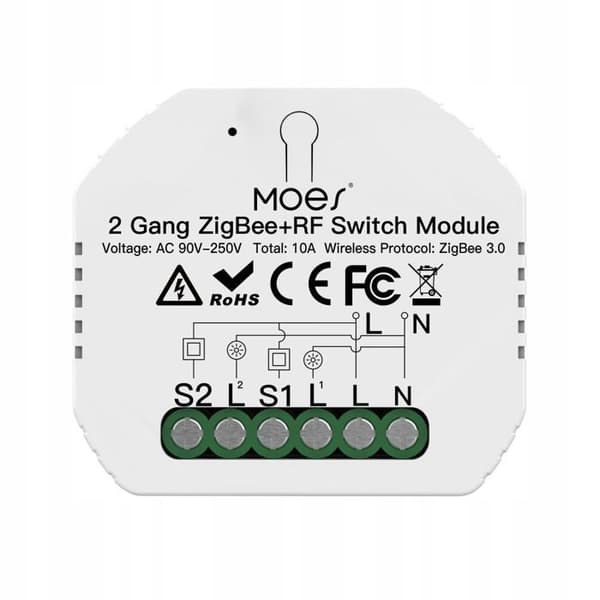 Zigbee-växelfmodul - Moes - RF - Alexa & Google Home - Paket med 2
