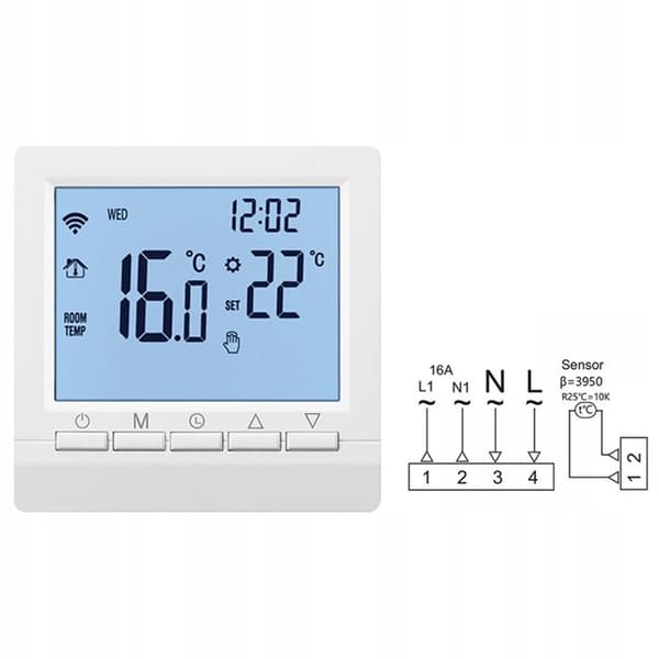Termostat WiFi - ARHATREYA - 16A - Programmerbar - LCD-skærm - Børnelås