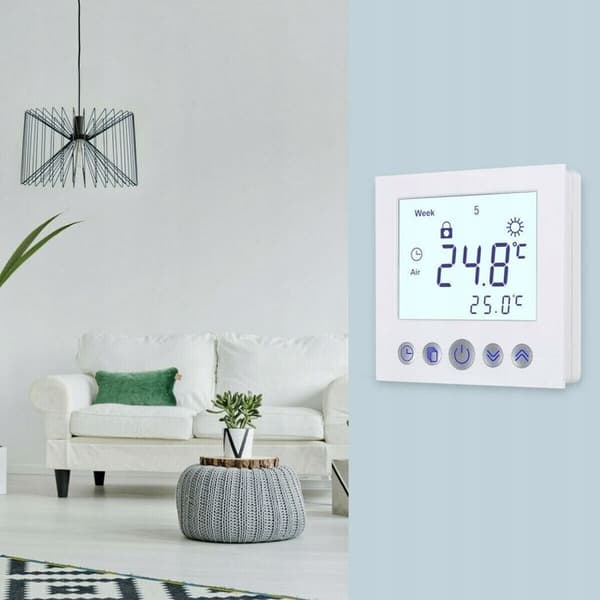 Programmerbart Termostat - ARHATREYA - C16.H3 - Hvid LCD-skærm - 16A - Brandsikker