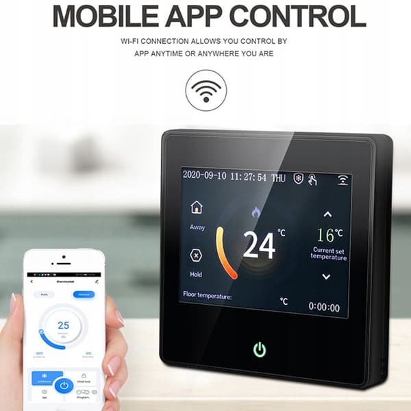 Intelligent Wi-Fi Termostat - ARHATREYA - 16A - Touchskærm - Styring med Stemmen - Programmérbar