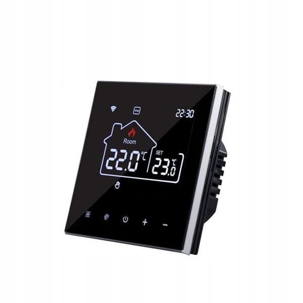 Termostat WiFi LCD - ARHATREYA - Gulvvarme - Stemmestyring - Programmérbar - Sort