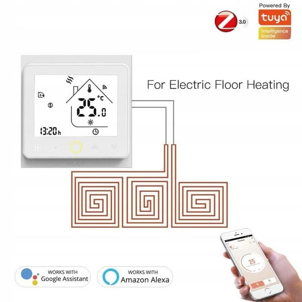 Termostat Programmabel Zigbee - ARHATREYA - Elektrisk Uppvärmning - Vit - Ansluten