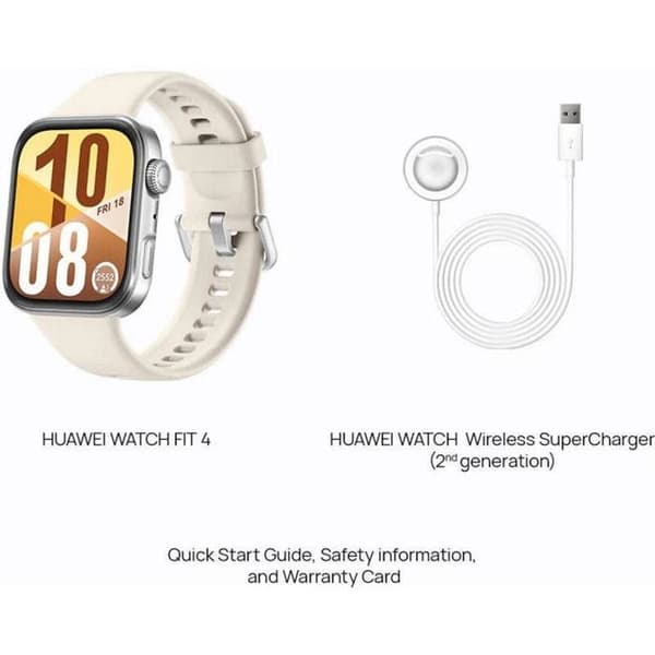 Klocka - HUAWEI - Watch Fit 4 - Vit - Digital skärm - Pulssensor
