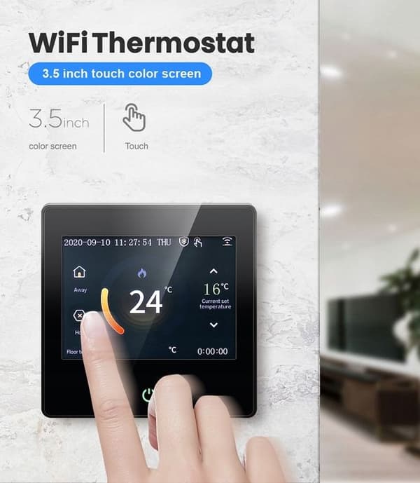 Intelligent Wi-Fi Termostat - ARHATREYA - LED Touchscreen - Stemmestyring - Programmérbar
