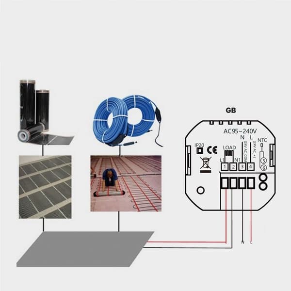 Termostat WiFi - ARHATREYA - 4,8 tommer LCD-skærm - Programmerbar - Elektrisk - Moderne design