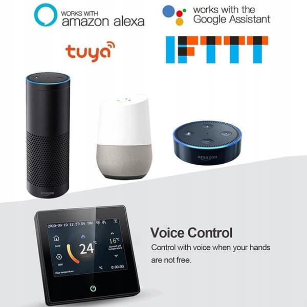 Intelligent Wi-Fi Termostat - ARHATREYA - 16A - Touchskærm - Styring med Stemmen - Programmérbar