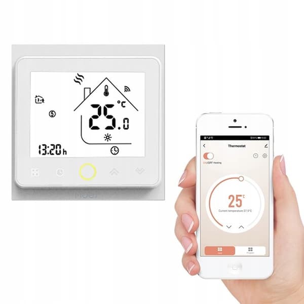 Termostat - MOES - Zigbee Tuya - Programmérbar - Hvid - Stemme kontrol Alexa/Google Home