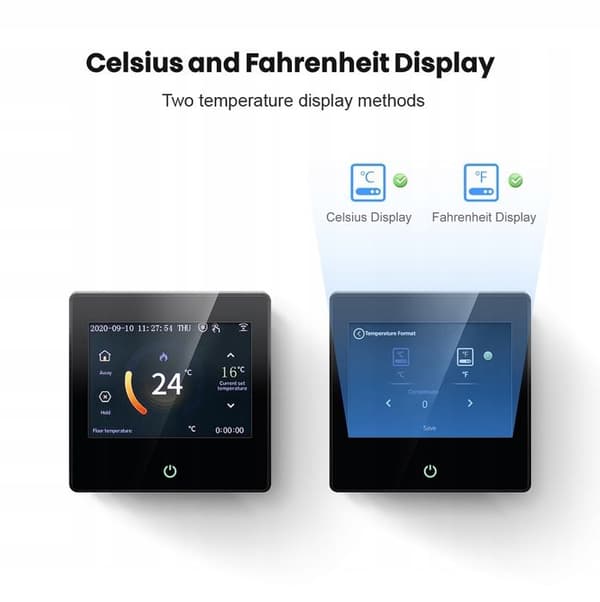 Intelligent Wi-Fi Termostat - ARHATREYA - LED Touchscreen - Stemmestyring - Programmérbar