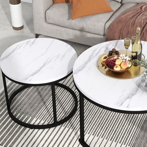 Rund Sofabord - ARHATREYA - Sæt af 2 - MDF - Moderne Design - Trælook