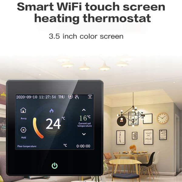 Intelligent Wi-Fi Termostat - ARHATREYA - 16A - Touchskærm - Styring med Stemmen - Programmérbar