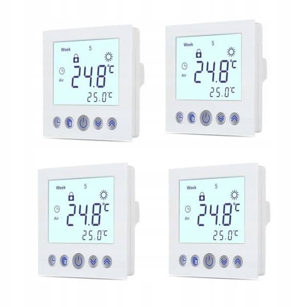 Programmerbar termostat - ARHATREYA - C16.H3 - LCD-skærm - 16A - 4 Stykker
