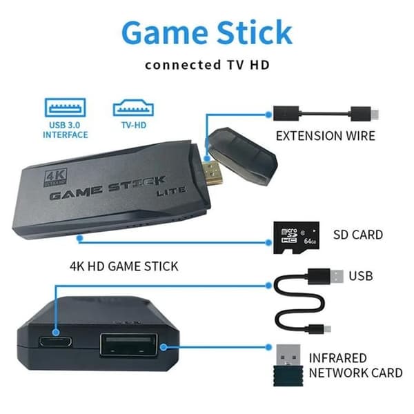 Spilkonsole M9 - Arhatreya - 20000 spil HD 4K - Trådløs controller - 64 GB