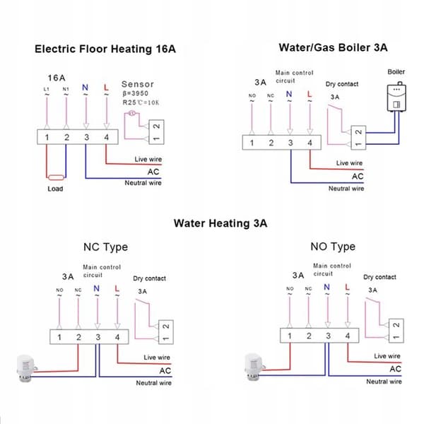 Termostat WiFi - ARHATREYA - 16A - Stemmestyring - Ugeprogrammering - Sort