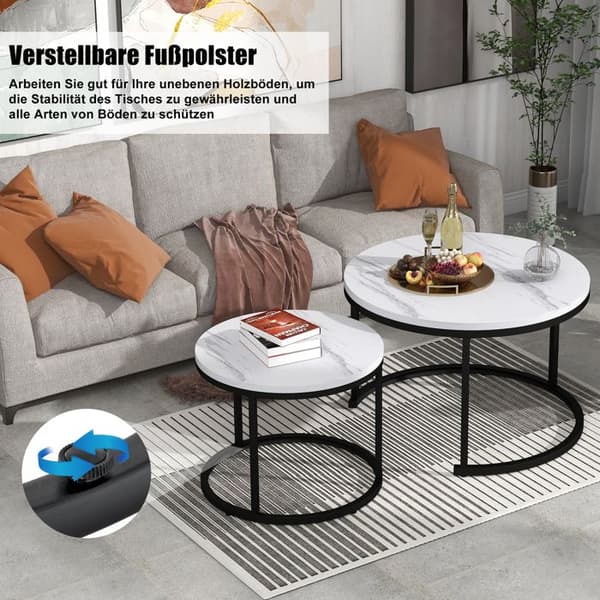 Rund Sofabord - ARHATREYA - Sæt af 2 - MDF - Moderne Design - Trælook