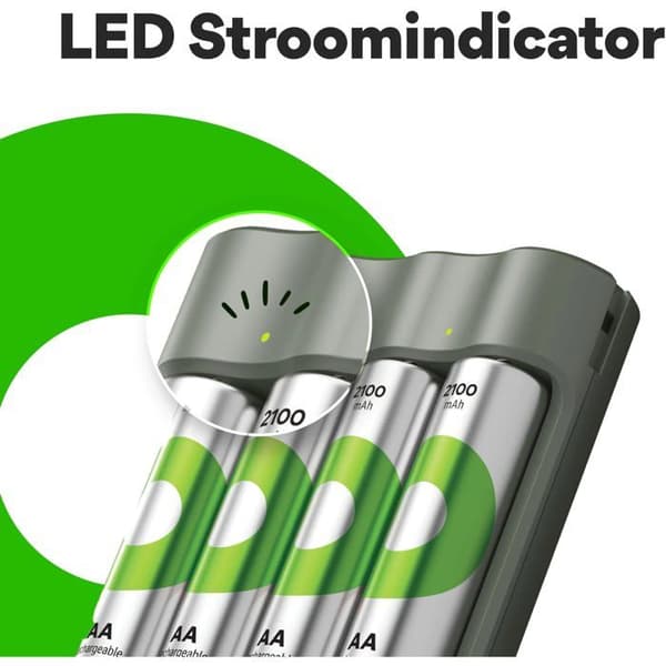 Batteriladdare - GP - B441 - 4xAA 2100mAh - USB - Automatisk avstängning