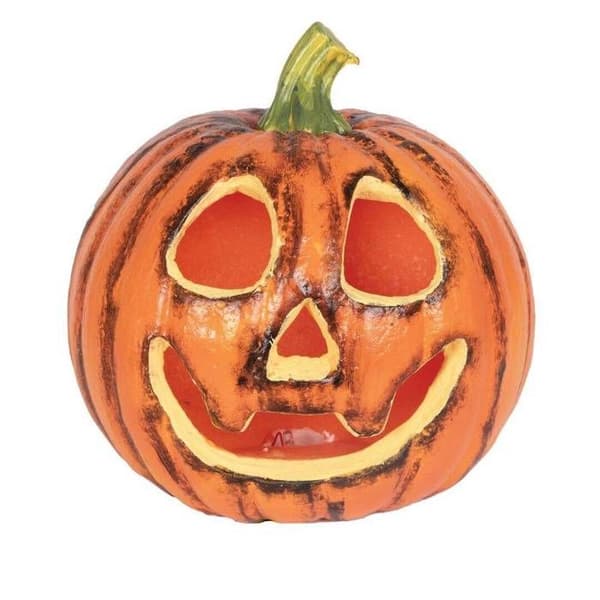 Rund lysande Halloween-pumpa - H 22cm