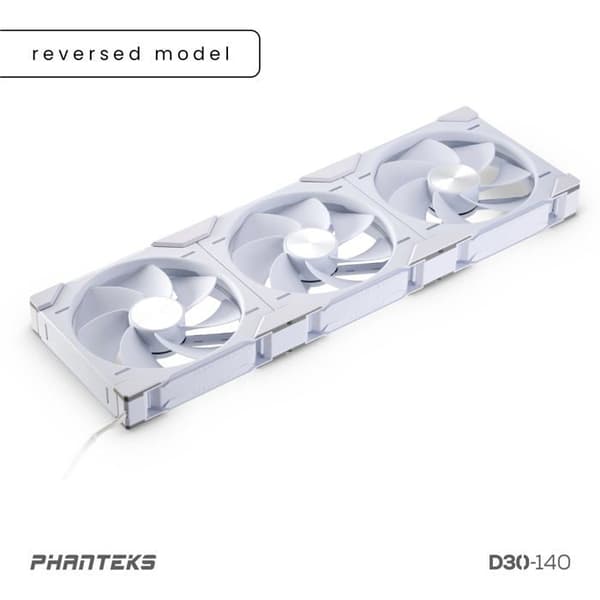 Chassi-fläktar - Phanteks - D30 PWM - Omvänd luftflöde - D-RGB - 3-pack - 140mm - Vit
