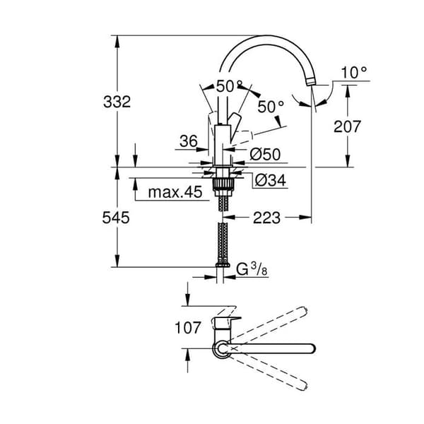 Grohe - Blandare med hög pip för vask (MitigeurC5)