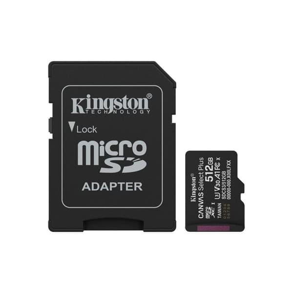 Kingston 512GB microSDXC Canvas Select Plus Gen3 A1 V30 150MB/s med adapter