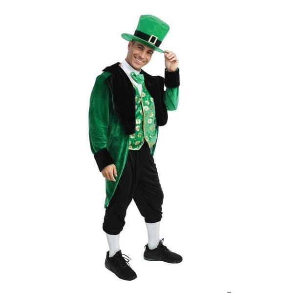 Kostym - LITEN CLOWN - Vuxen Leprechaun - Grön - Polyester - Set med 5 delar