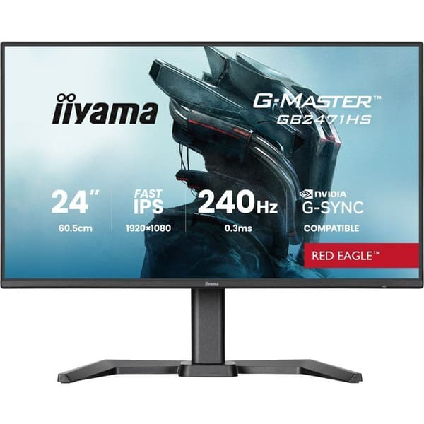Spelmonitor - IIYAMA - 23,8" - FHD - 240Hz - Snabb IPS-panel - 0,3ms - Höjdjusterbar - G-Master Red Eagle
