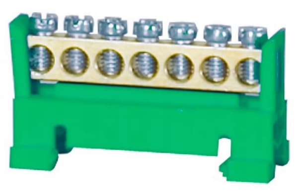 Skyddsplint 7-modulers 7x16mm2 låg bas - grön