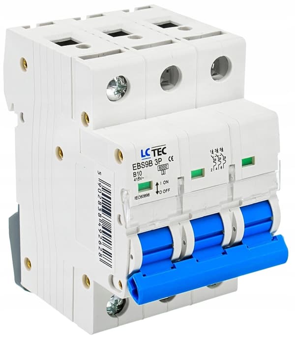 Dvärgbrytare 3P B 10A 6kA AC LC-Tec EBS9B-3B/10 LCTEC-EBS9B-3B/10