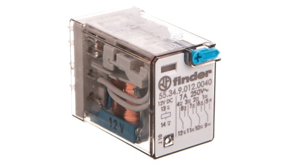 Industrirelä 4P 7A 12V DC testknapp mekanisk indikator