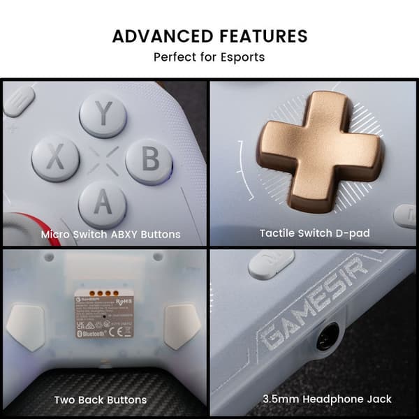 GameSir Cyclone 2 spilcontroller, triple mode-forbindelse, kompatibel med PC/Steam/Android/iOS/Switch, TMR magnetisk joystick, 3 triggertilstande, RGB-belysning - sort, sæt, 70% ny.