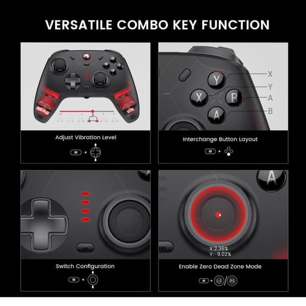 GameSir Cyclone 2 spilcontroller, triple mode-forbindelse, kompatibel med PC/Steam/Android/iOS/Switch, TMR magnetisk joystick, 3 triggertilstande, RGB-belysning - sort, sæt, 70% ny.