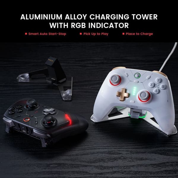 GameSir Cyclone 2 spilcontroller, triple mode-forbindelse, kompatibel med PC/Steam/Android/iOS/Switch, TMR magnetisk joystick, 3 triggertilstande, RGB-belysning - sort, sæt, 70% ny.