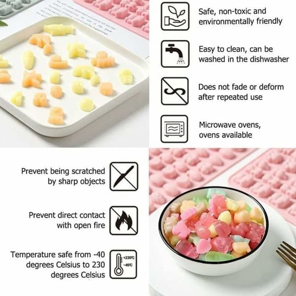 Set med 2 gummigodisformar, gummigodisformar, chokladgodisformar, silikongodisformar, formar för
