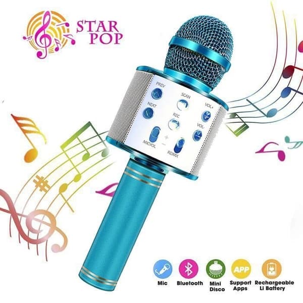 Trådlös Bluetooth-mikrofon - Bärbar Karaoke-mikrofonhögtalare - Blå