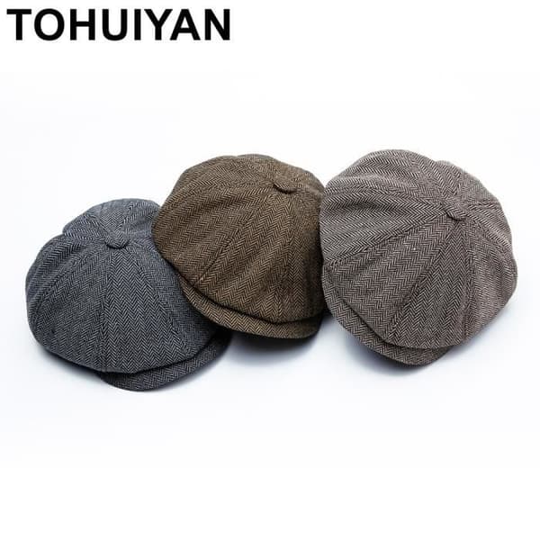 TOHUIYAN herre retro avisbukser i uld - Sort og kaffe - 60 cm