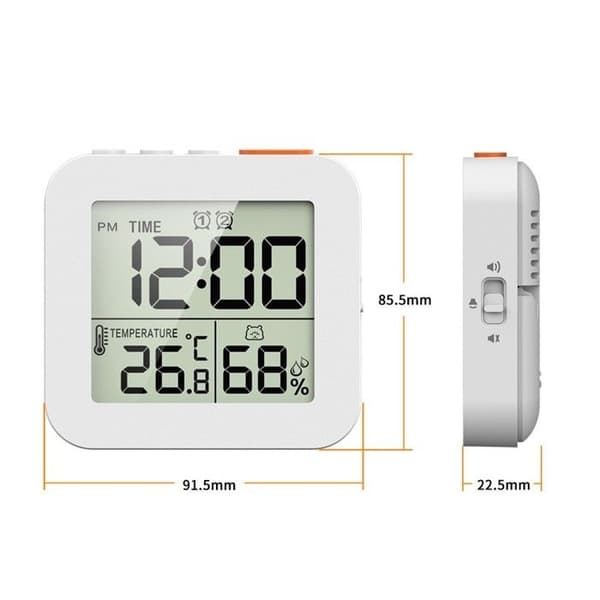 LCD digitalt display termohygrometer, multifunksjonelt termohygrometer, klokke, syklisk timer, to sett