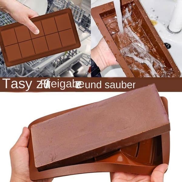 Sæt med 2 dybe chokoladebarforme, Silikone chokoladeforme, Chokoladebarforme, Dybe chokoladeforme, Kageform