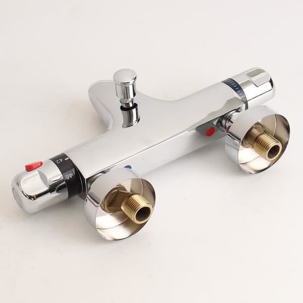 TEMPSA Termostatisk dusjbatteri - Veggmontert ventil - Forkrommet messing - 2 hull - Sikkerhet 38