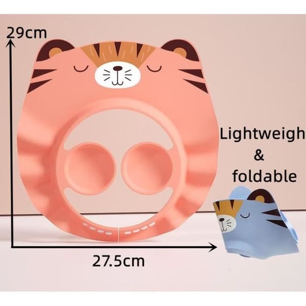 Badehette for baby, dusjbeskyttelse for barn, justerbart visir, dusjhette, for gutter, jenter, 2 stk (Tiger)