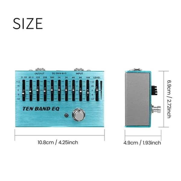 SA-01 10-bånds equalizer-controller til elektrisk guitar, EQ-effektpedaler, True Bypass, guitar, bas, dele og tilbehør
