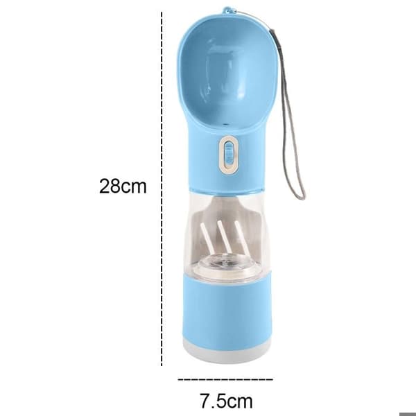 Lækagesikker vandflaskedispenser til hunde med foderdispenser til gåture og rejser