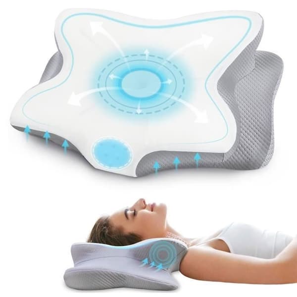 Memory Foam-kudde - Ortopedisk kylande ergonomisk kudde - Vit