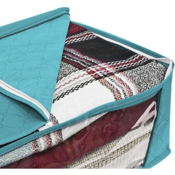 Förvaringslåda - Ej specificerad - Set om 3 - Vikbart tyg - 48x35x20 cm - Grå/blå