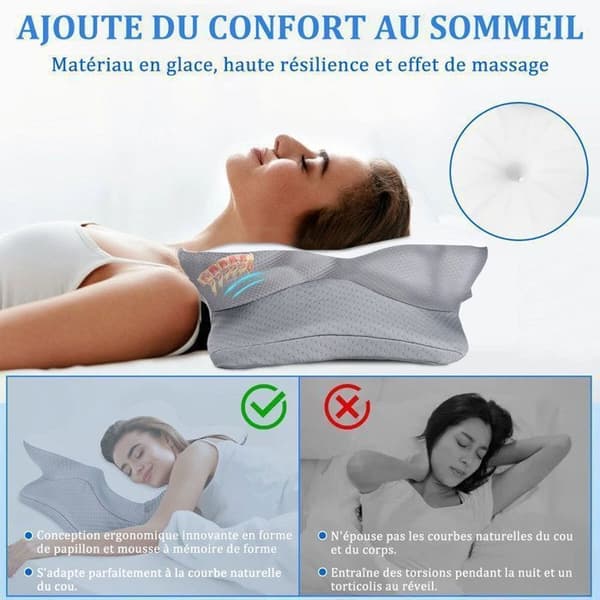 Memory Foam-kudde - Ortopedisk kylande ergonomisk kudde - Vit