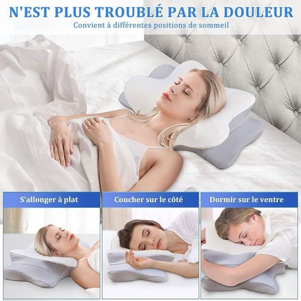 Memory Foam-kudde - Ortopedisk kylande ergonomisk kudde - Vit