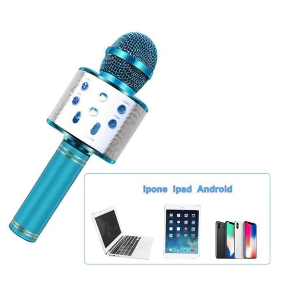 Trådlös Bluetooth-mikrofon - Bärbar Karaoke-mikrofonhögtalare - Blå