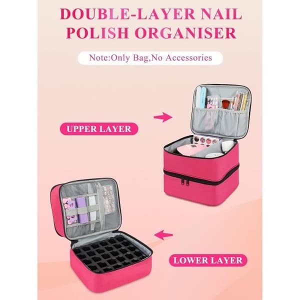 Makeup Kit - Uspecificeret - Dobbelt Lag - Pink - Nylon - 30 Flasker Neglelak