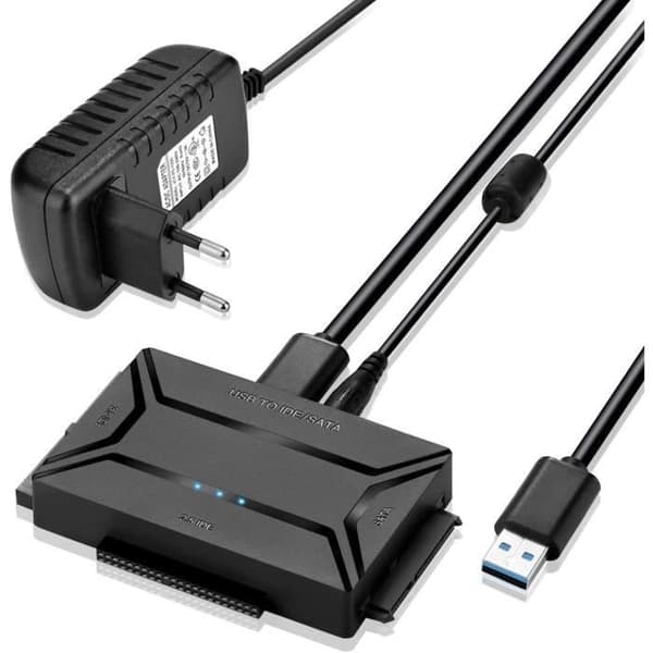 USB 3.0 - IDE SATA -sovitin - ZGEER - 2,5" 3,5" kiintolevylle ja SSD:lle - musta