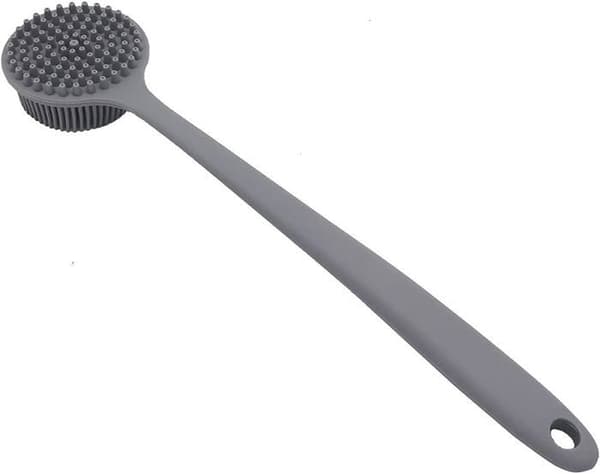 Silikonborste för dusch, bad, kropp, lång borste (grå)